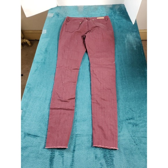 Soho Babe Jeans Sz 7 Womens Red Mid Rise Skinny Distressed Stretch Ladies NWT - Picture 11 of 14